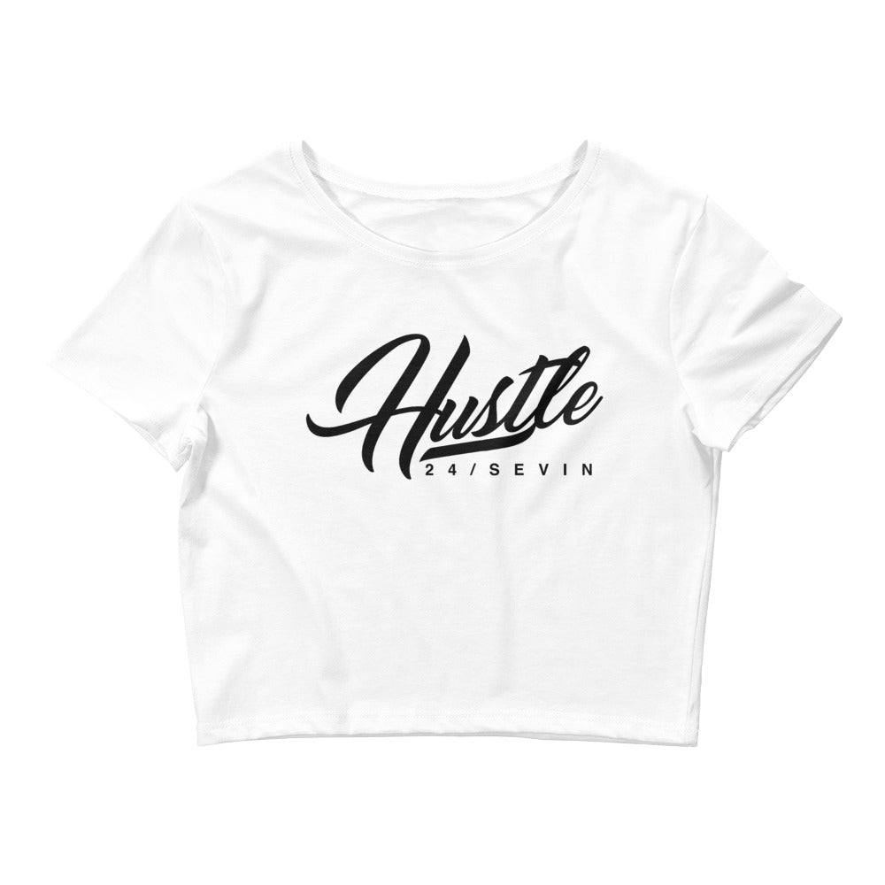 Women’s Hustle 24 Sevin black print Crop Tee