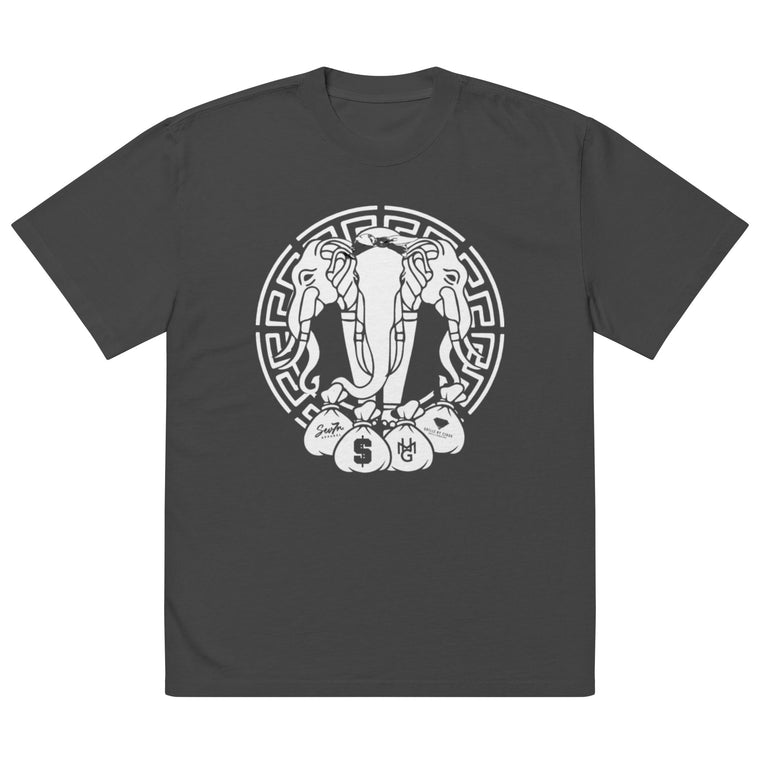 Elephant Money bags Puff Print faded t-shirt