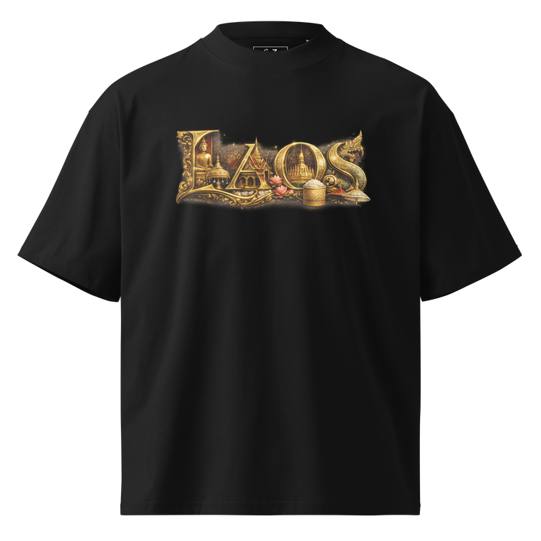 LAOS LETTERS Unisex organic oversized high neck t-shirt