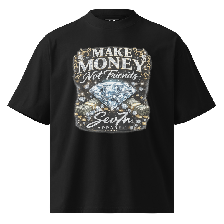 Make Money Not Friends oversized high neck t-shirt