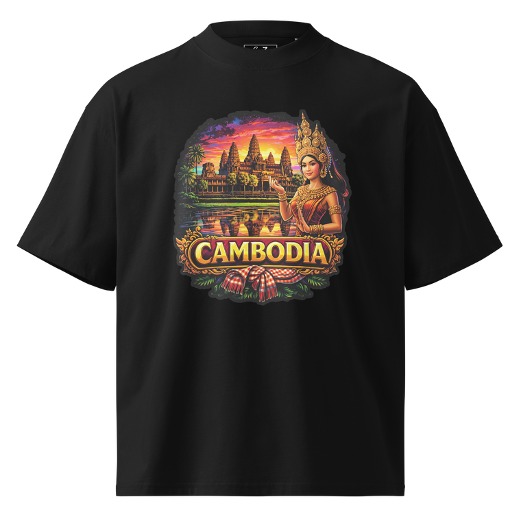 Cambodia Girl Temple oversized high neck t-shirt