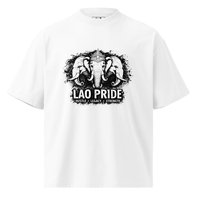 Lao Pride White Unisex organic oversized high neck t-shirt