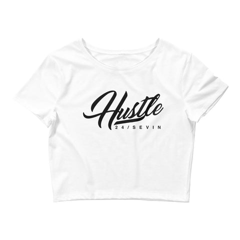 Women’s Hustle 24 Sevin black print Crop Tee