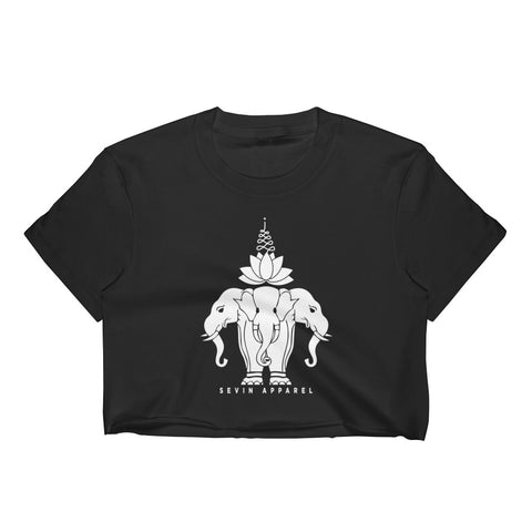 Women's Lotus Elephant Crop Top Black