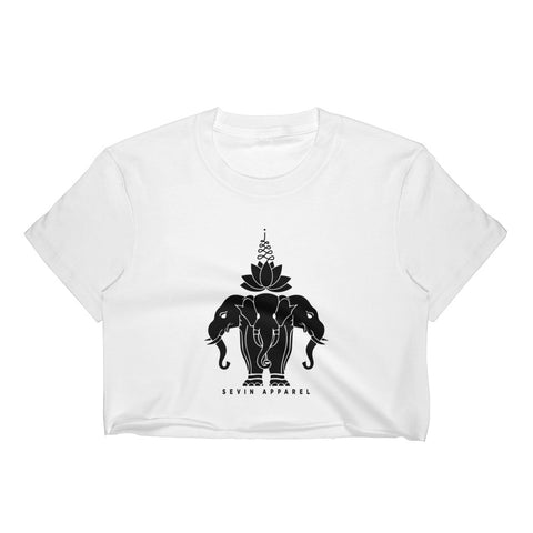 Women's Lotus Elephant Crop Top White
